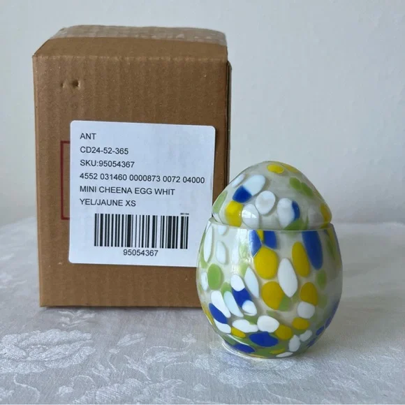 Anthropologie NIB Mini Cheena Egg Fresh White Cashmere & Musk Glass Candle - Picture 13 of 16